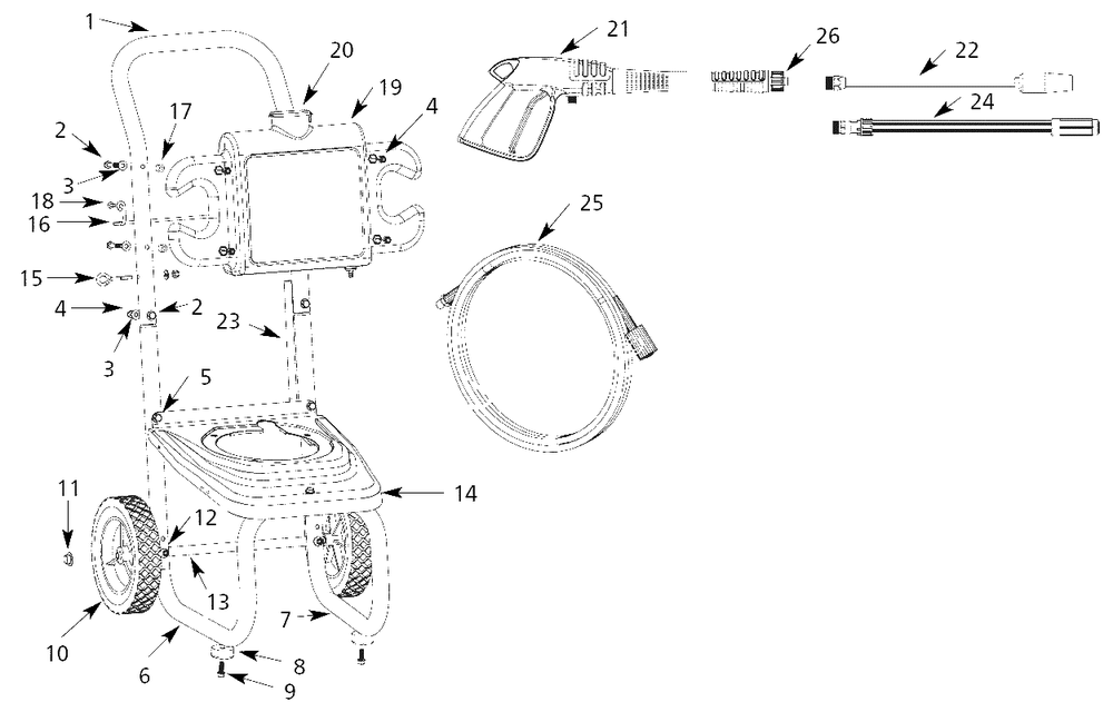 Assembly Parts Diagram and Parts List for PW1755V4LE  Campbell Hausfeld Pressure Washer